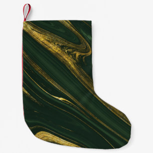 Meia De Natal Pequena Luxuoso Onyx Verde: Ouro Marble.