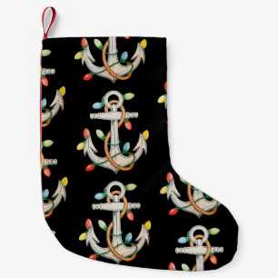 Meia De Natal Pequena Luzes de Natal Xmas Âncora Barco de Cruzeiro Naveg