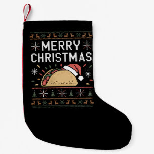 Meia De Natal Pequena Luzes de Suéter de Natal Feio do Papai Noel Taco N