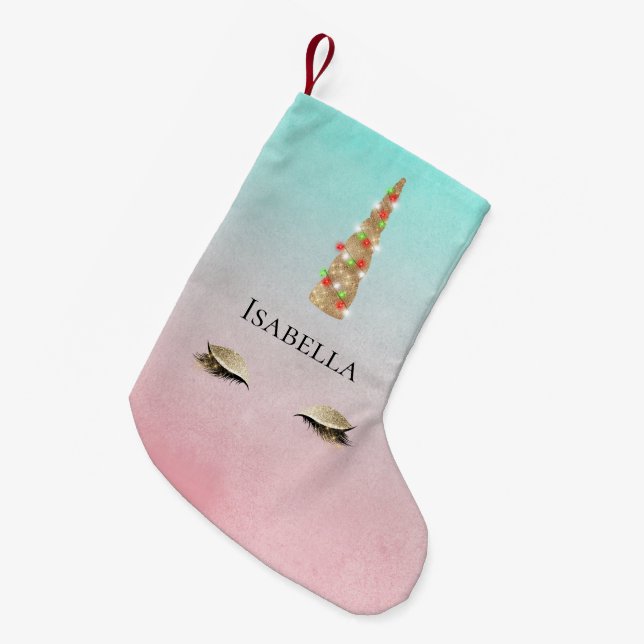 Meia De Natal Pequena Luzes Douradas do brilho do brilho do minúsculo co (Frente (Pendurada))