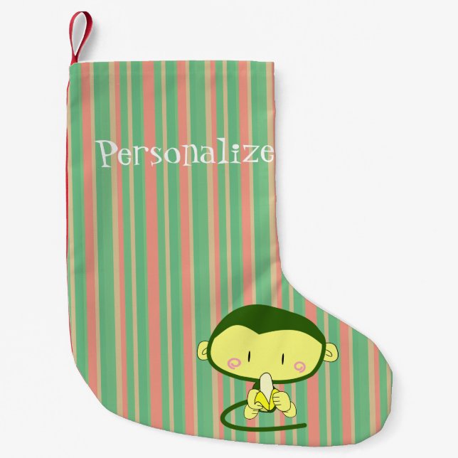 Meia De Natal Pequena Macaco pequeno (Frente)