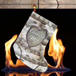 Meia De Natal Pequena Madeira de Latido de passarinho russa entalada em 