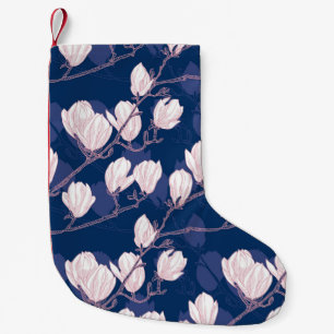 Meia De Natal Pequena Magnolia Elegance: Bloom Marinho