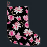 Meia De Natal Pequena Magnolia Romântica: Negra Aquarela<br><div class="desc">Padrão sem costura de uma flor de magnólia romântica de cor d'água em fundo preto Flores românticas de magnólia em fundo de cor d'água preta. Flores românticas de cor d'água magnólia sobre fundo preto. vermelho, floral, padrão, fundo, flor, textura, decor, aquarela, verão, casamento, papel, moda, natureza, vintage, ilustração, primavera, amor,...</div>