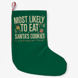 Meia De Natal Pequena Mais Propenso a Comer os Biscoitos do Papai Noel F