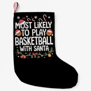Meia De Natal Pequena Mais Propenso a Jogar Basquete com a Família do Pa
