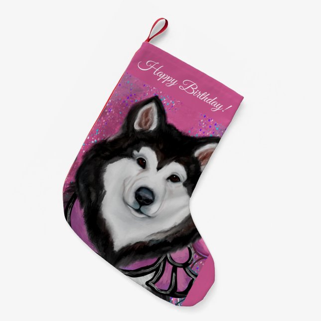 Meia De Natal Pequena Malamute do Alasca   (Frente (Pendurada))