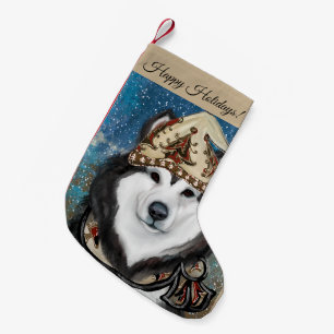 Meia De Natal Pequena Malamute do Alasca