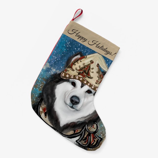 Meia De Natal Pequena Malamute do Alasca (Frente (Pendurada))