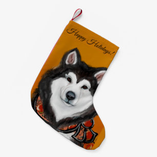 Meia De Natal Pequena Malamute do Alasca
