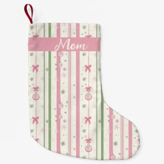 Meia De Natal Pequena Mamãe Coquette Rosa Personalizada
