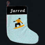 Meia De Natal Pequena Man Snowboard Seu Nome Extreme Winter Sports<br><div class="desc">Essa estocagem legal faria uma maravilhosa decoração de Natal para qualquer um,  que está em snowboard! Adicione facilmente o nome desejado clicando na opção "personalizar este modelo".</div>