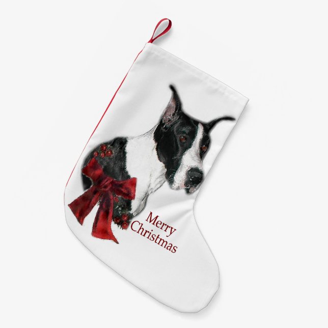 Meia De Natal Pequena Mantle Great Dane Felry Christmas (Frente (Pendurada))