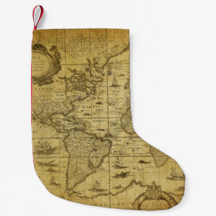 Meia De Natal Pequena mapa de colheita do mundo 1635