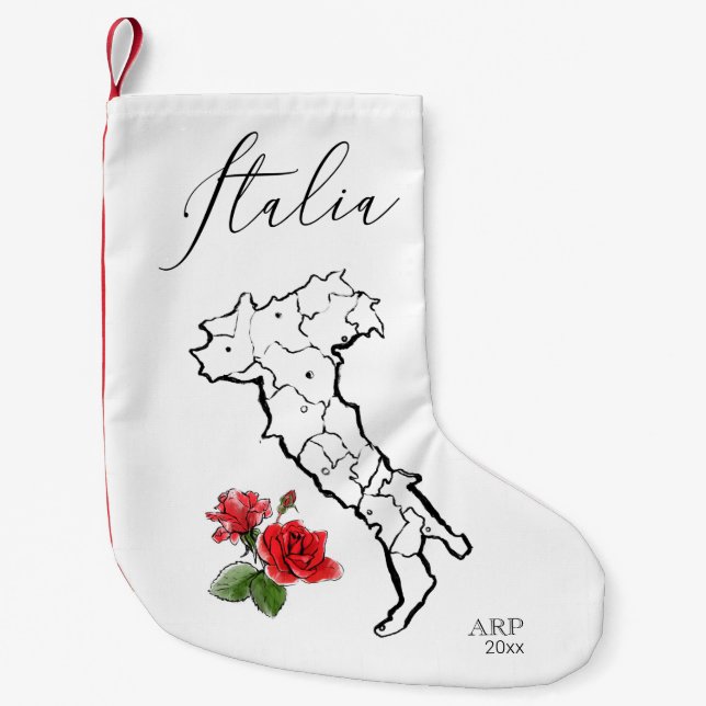 Meia De Natal Pequena *~* Mapa de Rosas italianos de Itália (Frente)