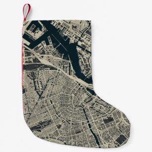 Meia De Natal Pequena Mapa do Vintage Amsterdam: Retrominimalista