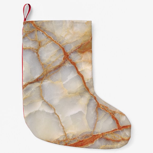 Meia De Natal Pequena Marble Majestade: Elegância brilhante (Frente)