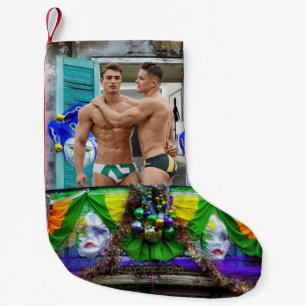 Meia De Natal Pequena Mardi Gras de SlipperyJoe mascara decorações de mi