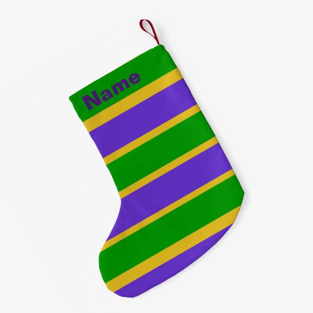Meia De Natal Pequena Mardi Gras Stripes (Verso (Pendurada))