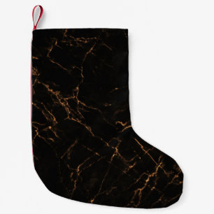 Meia De Natal Pequena Mármaco Negro Luxuoso: Textura Elegante