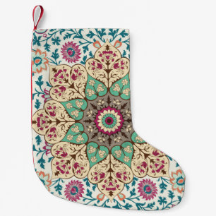 Meia De Natal Pequena Medallion Vintage, padrão multicolorido em turco,