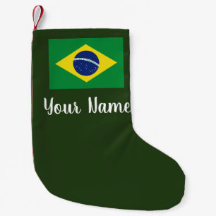 Meia De Natal Pequena Meia brasileira personalizada do Natal da bandeira