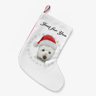 Meia De Natal Pequena Meia da arte do cão de Westie do Natal