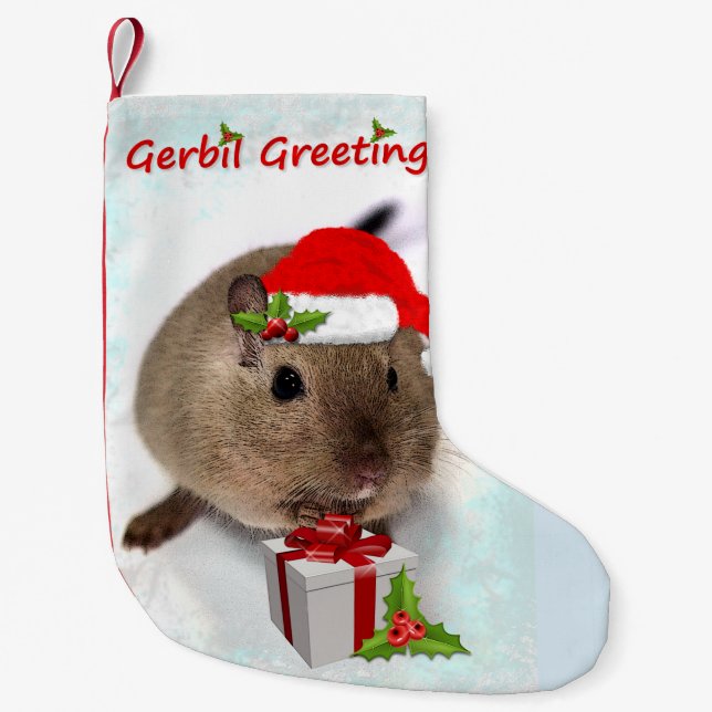 Meia De Natal Pequena Meia do Natal dos cumprimentos do Gerbil (Frente)