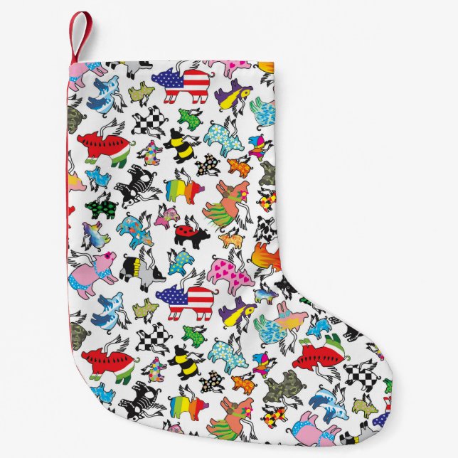 Meia De Natal Pequena Meia do porco do vôo (Frente)