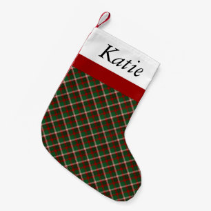 Meia De Natal Pequena Meia verde & vermelha do Tartan da xadrez do Natal