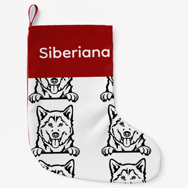 Meia De Natal Pequena Meias de cães Siberianos Husky Personalizadas - Pu (Frente)