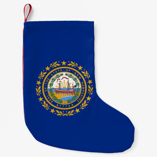 Meia De Natal Pequena Meias de Natal com Bandeira de New Hampshire (Frente)