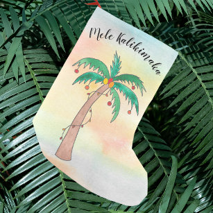 Meia De Natal Pequena Mele Kalikimaka Palm Tree