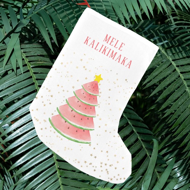 Meia De Natal Pequena Mele Kalikimaka Watermelon Tree (Criador carregado)