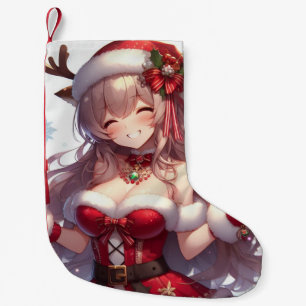Meia De Natal Pequena Menina de Natal de animação bonita