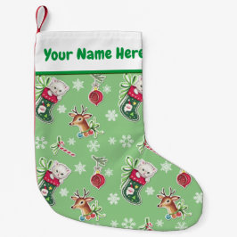 Meia De Natal Pequena Meowy Christmas Happy Reindeer