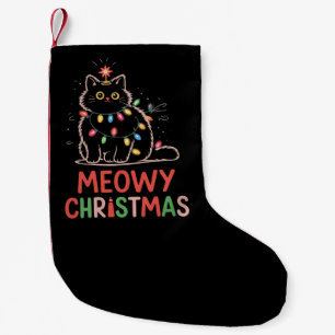 Meia De Natal Pequena Meowy Natal Luzes de Natal Pijama de Gato Preto 