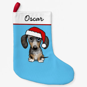 Meia De Natal Pequena Merle Dachshund Papais noeis Cachorro