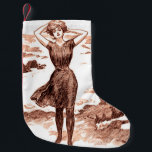 Meia De Natal Pequena Mermaid Beach Gibson Girl Victorian Antiguidade<br><div class="desc">Garota Gibson - ilustração de arte clássica - Garota na praia,  Charles Dana Gibson,  1902. Legenda na imagem: "Claro que há sereias."</div>