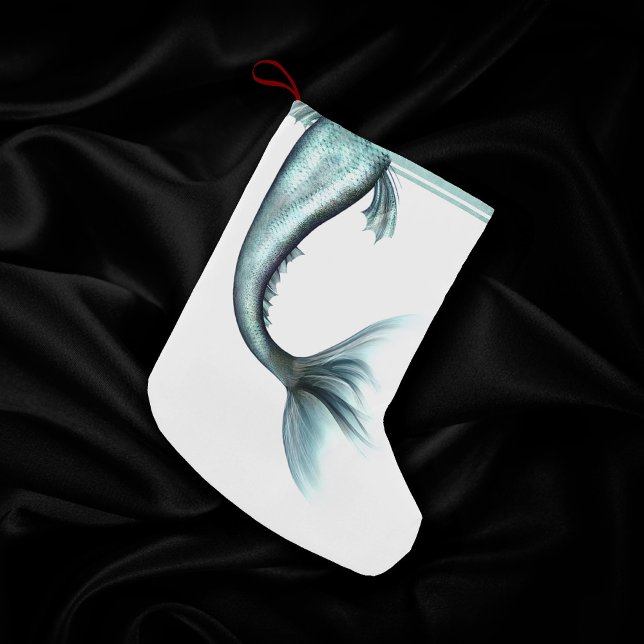 Meia De Natal Pequena Mermaid Luxe Tail | Seafoam Mint Green Aqua Sheen (Criador carregado)