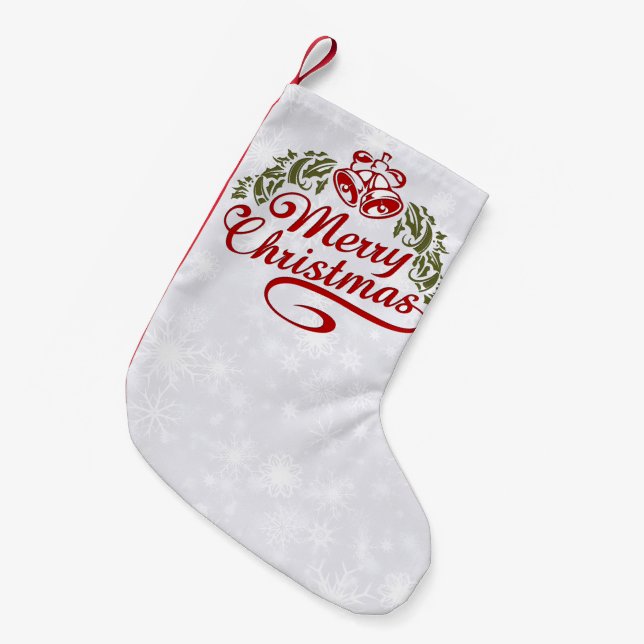 Meia De Natal Pequena "Merry Christmas" Holiday Stocking (Frente (Pendurada))