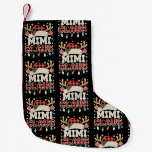 Meia De Natal Pequena Mimi Claus Luzes de Natal Xmas em Xadrez Búfalo Ve