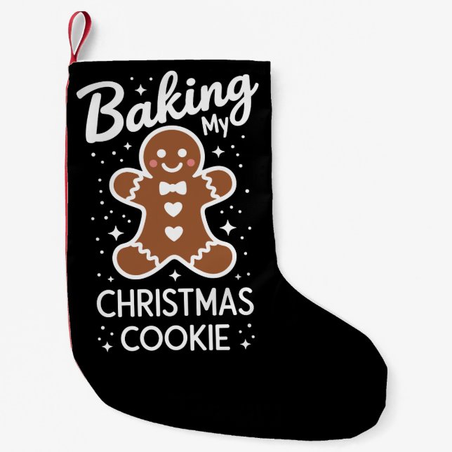 Meia De Natal Pequena Minha Gravidez de Biscoito de Natal  (Frente)
