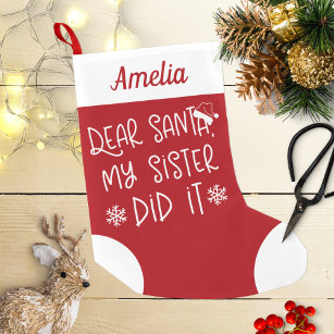 Meia De Natal Pequena Minha Irmã Fez Uma Carta Engraçada Aos Papais noei