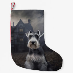 Meia De Natal Pequena Miniature Schnauzer Halloween Assustador
