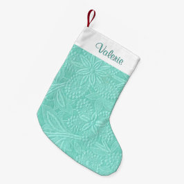 Meia De Natal Pequena Mint Green Floral