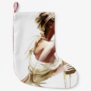 Meia De Natal Pequena Moda: Retrato Contemporâneo Na moda.