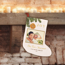 Meia De Natal Pequena Moderno Simples Nosso Primeiro Natal Novo Citrus