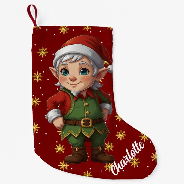 Meia De Natal Pequena Modo de Natal Elf (Frente)