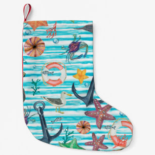 Meia De Natal Pequena Mola aquosa de pintura sem costura com tartarugas,